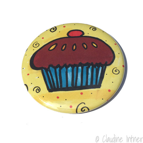Cupcake Magnet, Pin Back Button, or Pocket Mirror