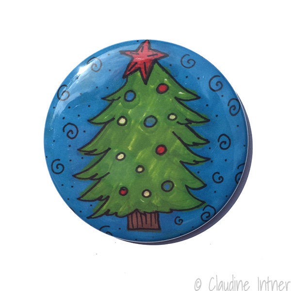 Christmas Tree Magnet, Pin, or Pocket Mirror